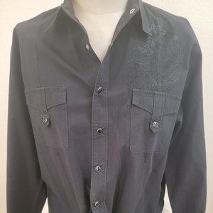 SIZE XL INTERNATIONAL VIEW Western Black Long Sleeve Snap Down Blouse INVLN#120